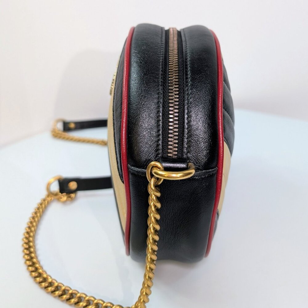 Gucci Beige and Black GG Marmont Round Mini Bag - Picture 5 of 13